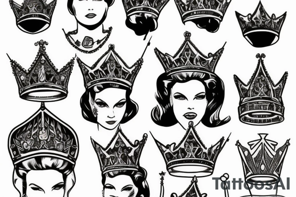 Queens crown with a 1960s style tattoo idea