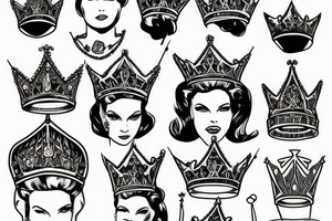 Queens crown with a 1960s style tattoo idea