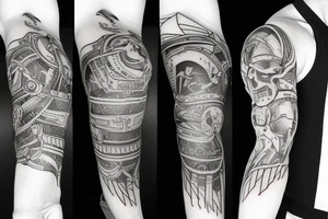 Spartan full arm sleeve tattoo idea
