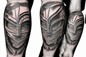 Spartan full arm sleeve tattoo idea