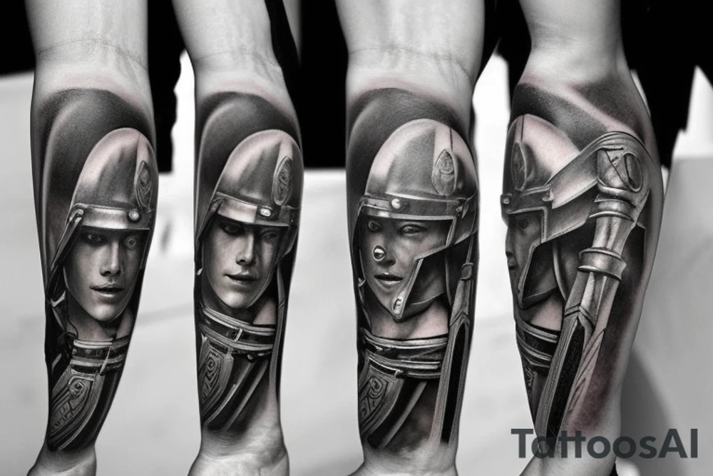 Spartan full arm sleeve tattoo idea