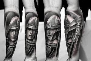 Spartan full arm sleeve tattoo idea