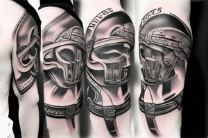 Spartan full arm sleeve tattoo idea
