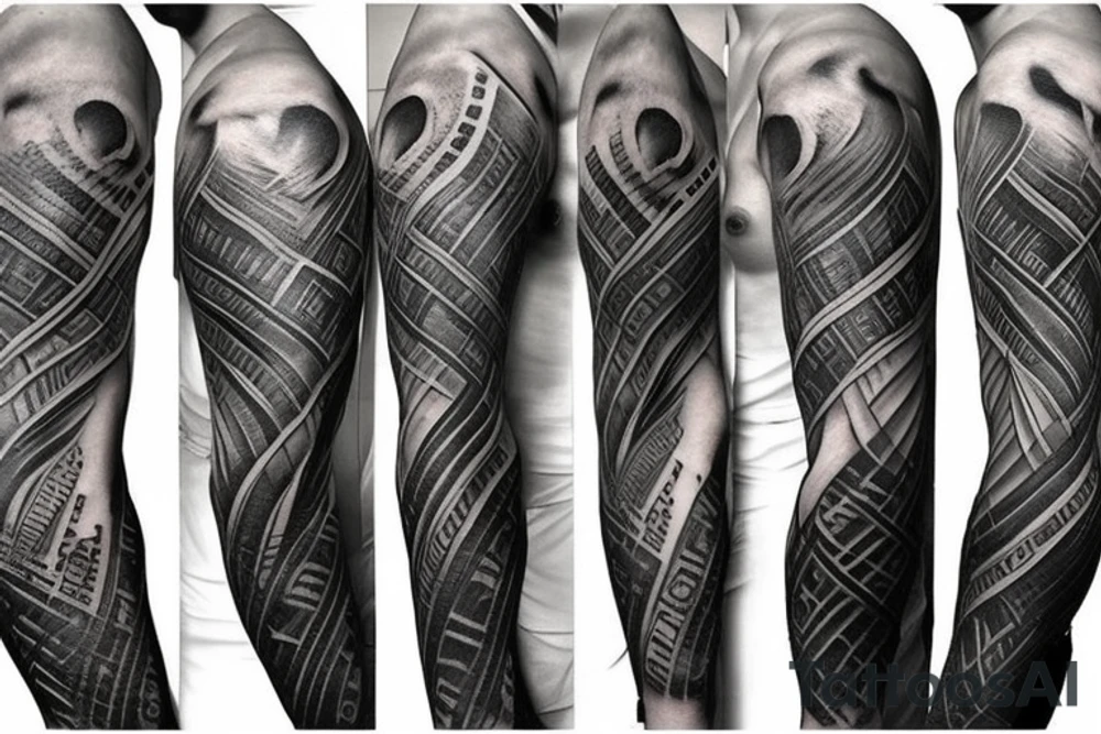 Spartan full arm sleeve tattoo idea