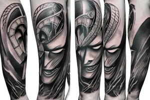 Spartan full arm sleeve tattoo idea