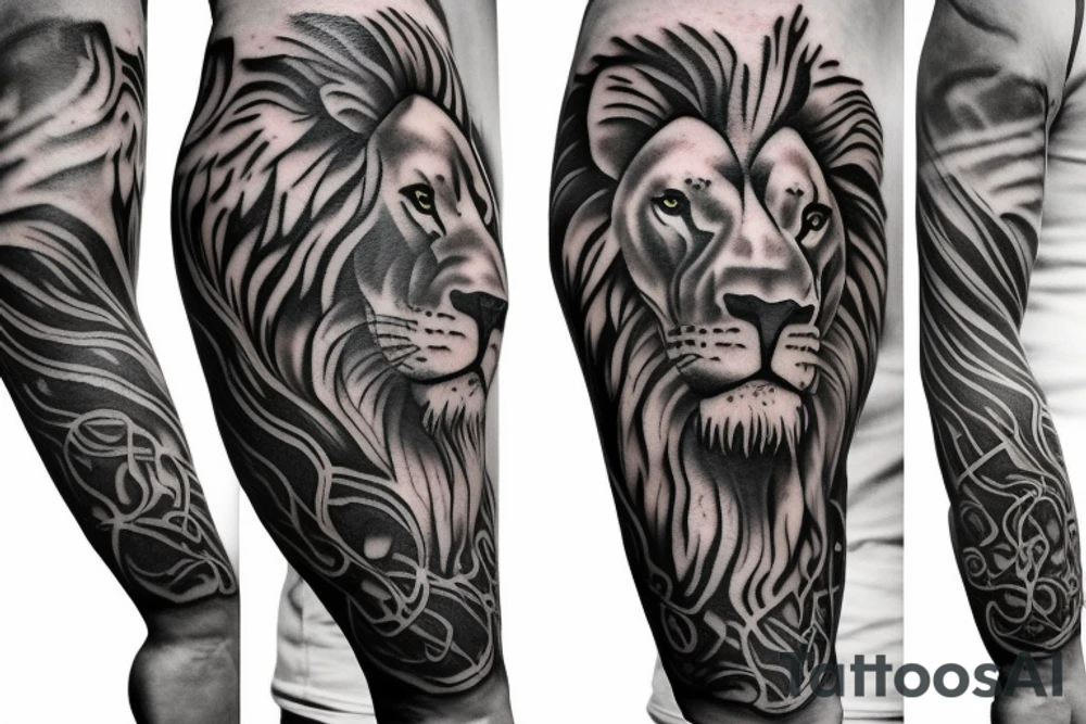 Lion Spartan full arm sleeve tattoo idea