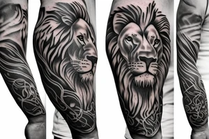Lion Spartan full arm sleeve tattoo idea
