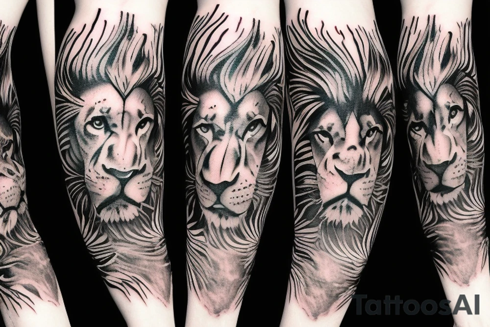 Lion Spartan full arm sleeve tattoo idea