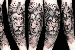 Lion Spartan full arm sleeve tattoo idea