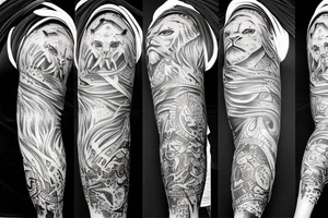 Lion Spartan full arm sleeve tattoo idea