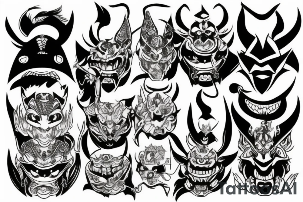 oni mask tattoo idea