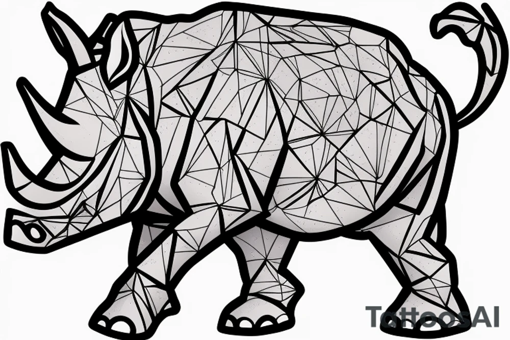 Full body rhino with a fork , simple , artsy tattoo idea
