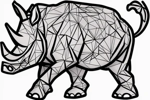 Full body rhino with a fork , simple , artsy tattoo idea