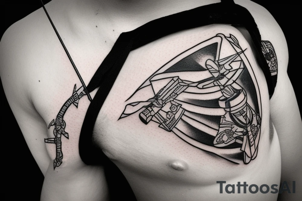 Compound bow with arrow tattoo idea
