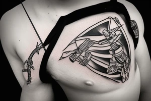 Compound bow with arrow tattoo idea