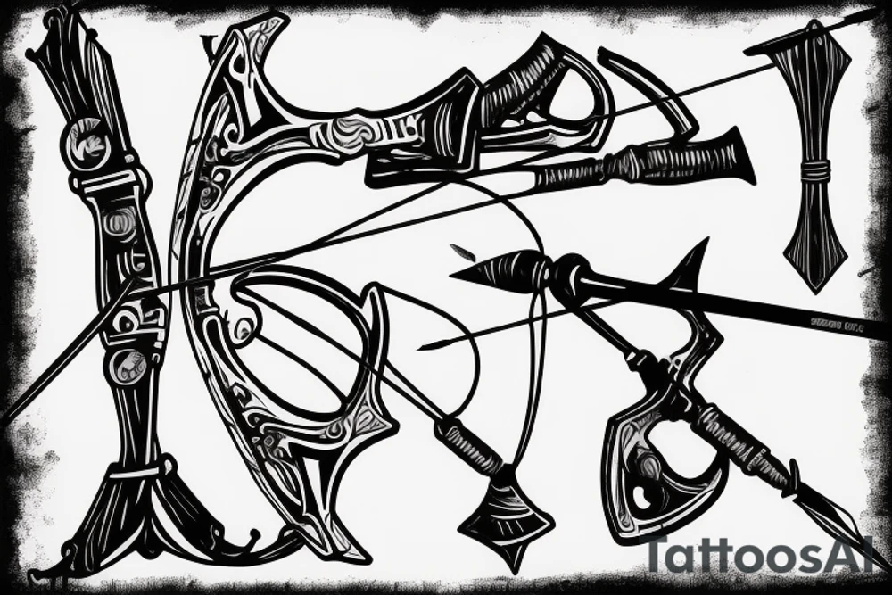 Compound bow with arrow tattoo idea