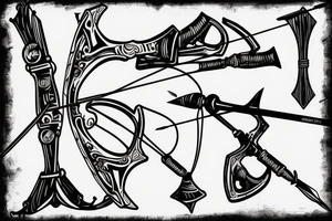 Compound bow with arrow tattoo idea