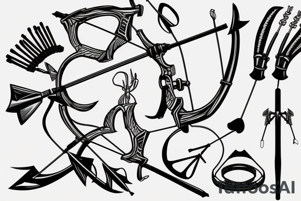 Compound bow with arrow tattoo idea
