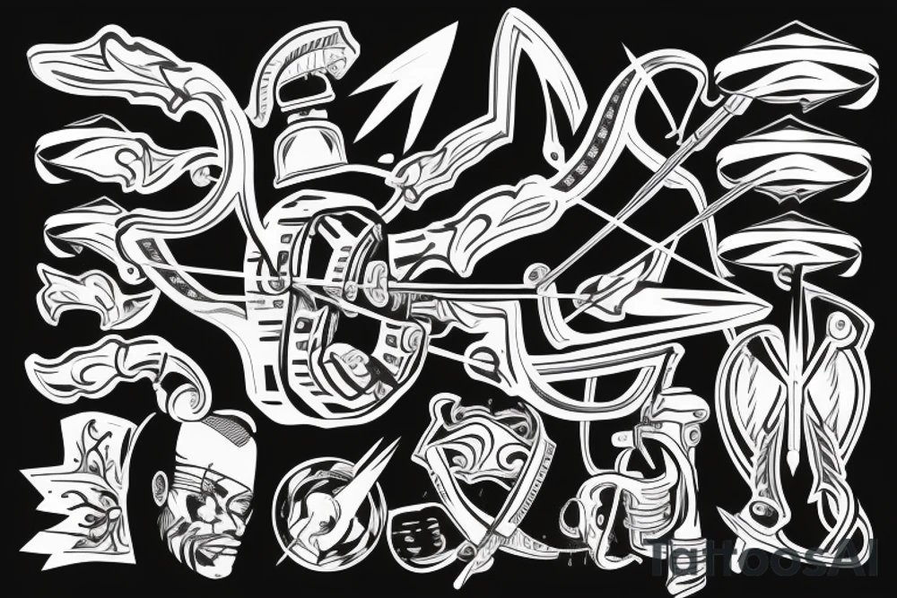 Compound bow with arrow tattoo idea
