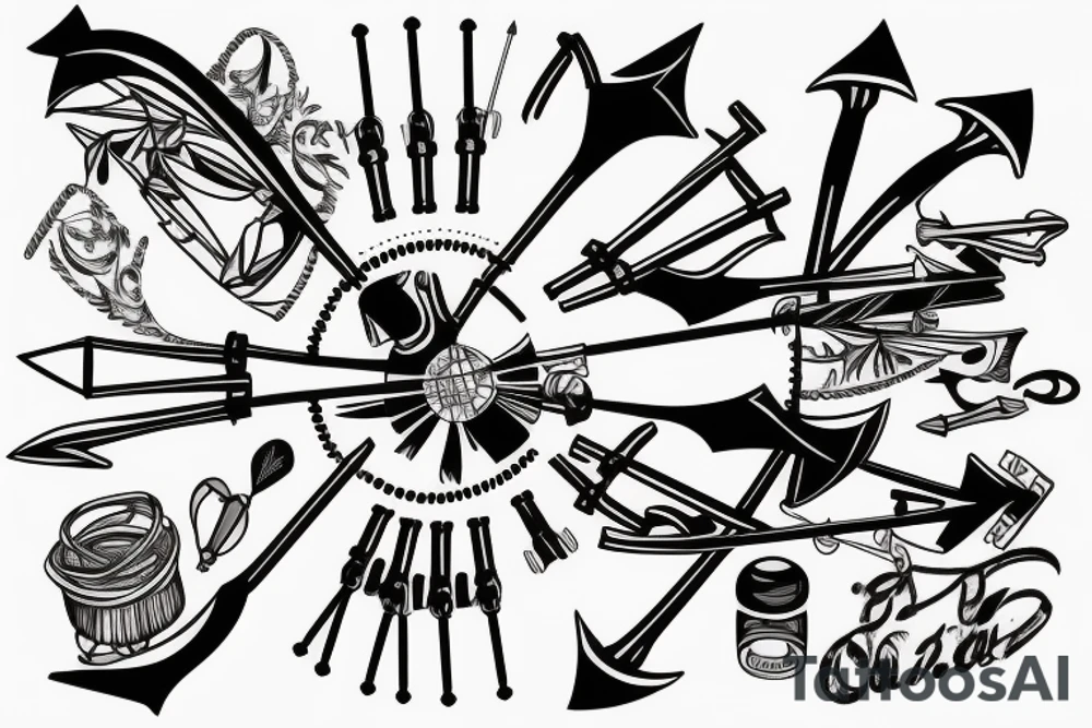 Compound bow with arrow tattoo idea