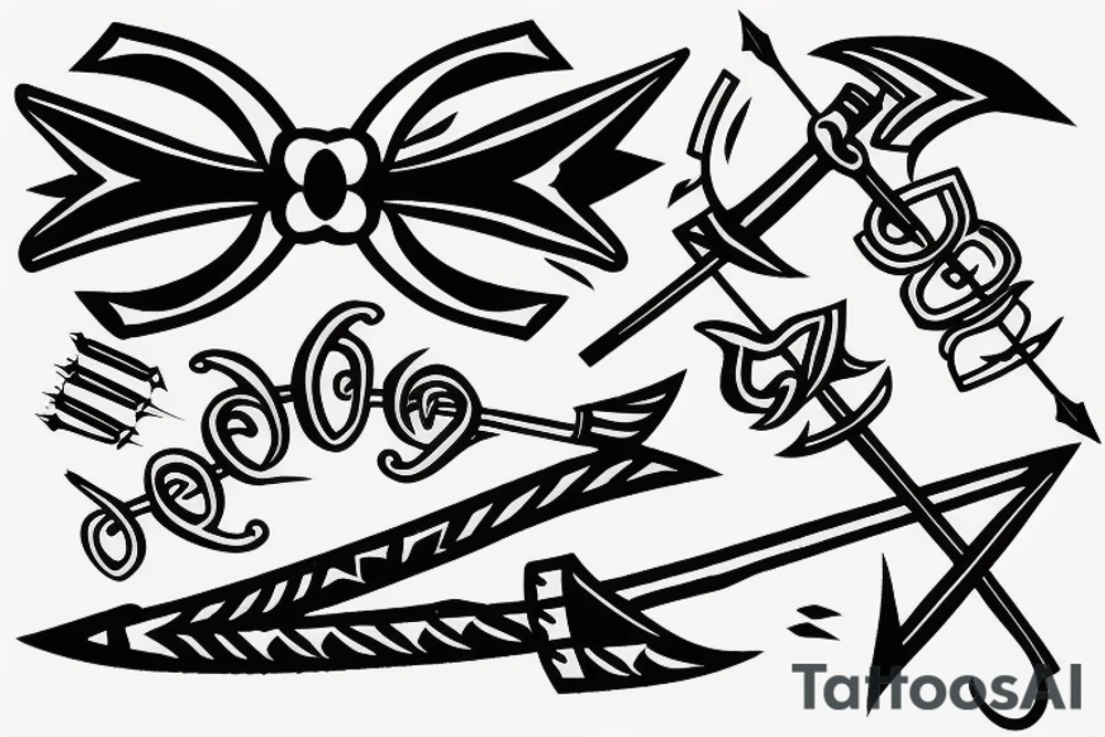 Catrol bow with arrow tattoo idea