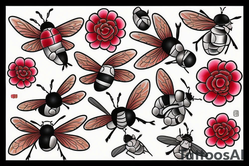Red mason bee tattoo idea
