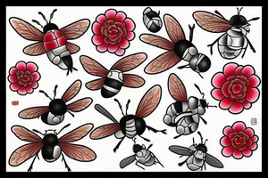 Red mason bee tattoo idea