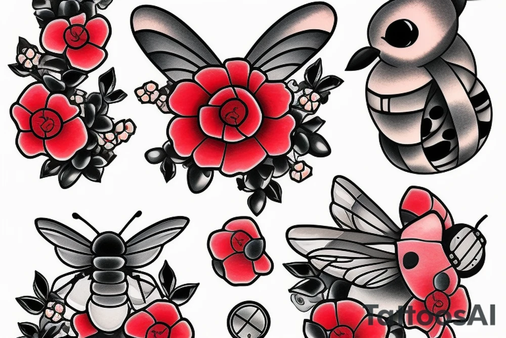 Red mason bee tattoo idea