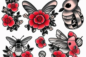 Red mason bee tattoo idea