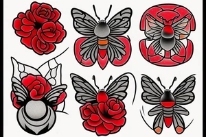 Red mason bee tattoo idea