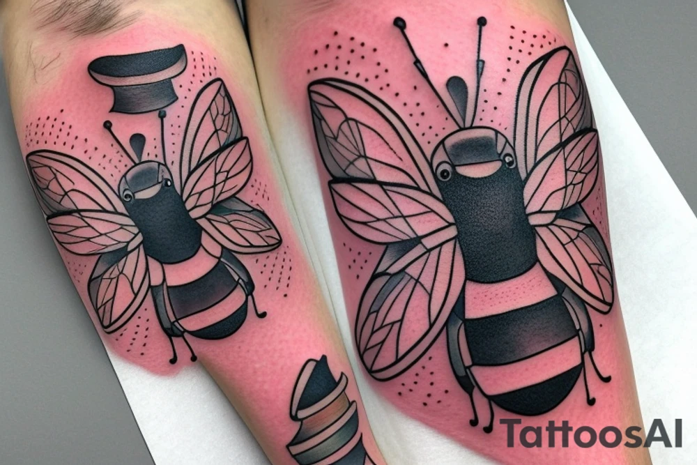 Red mason bee tattoo idea