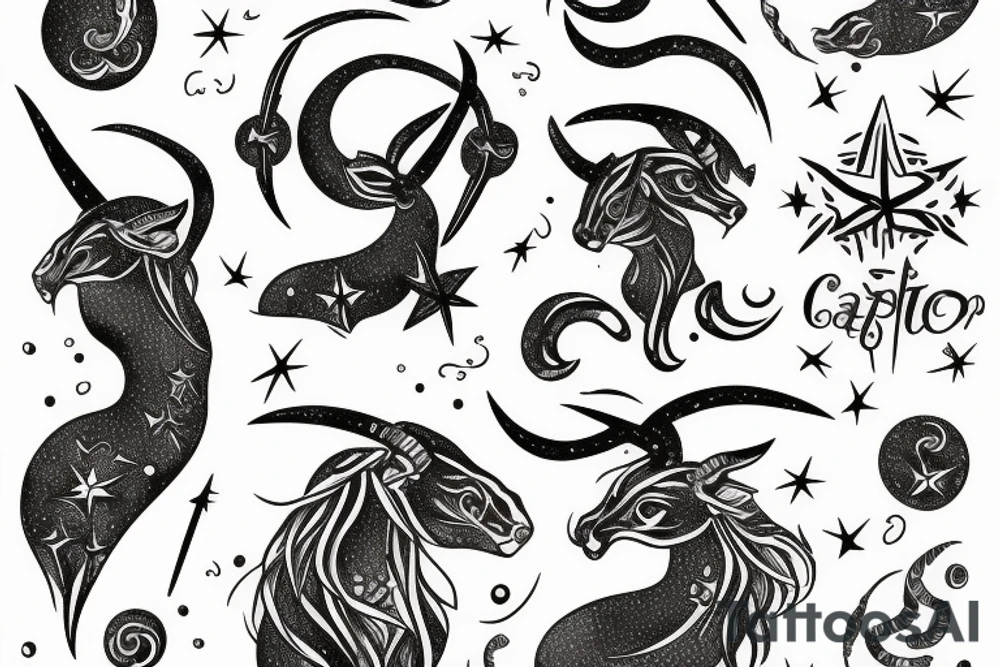 capricorn zodiac sign with constellation tattoo idea