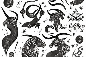 capricorn zodiac sign with constellation tattoo idea
