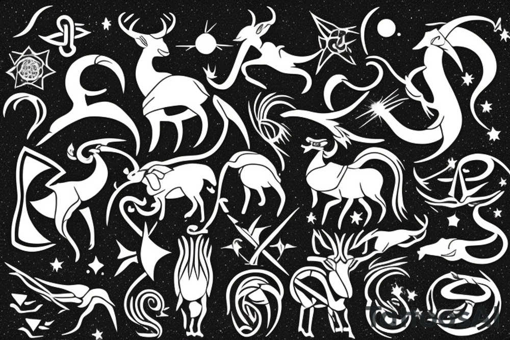 capricorn zodiac sign with constellation tattoo idea capricorn zodiac sign with constellation tattoo idea
