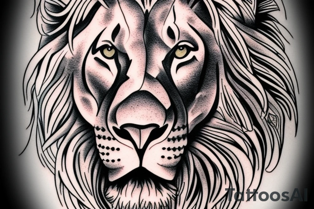 Male lion fading into Jesus tattoo idea