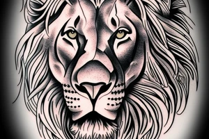 Male lion fading into Jesus tattoo idea