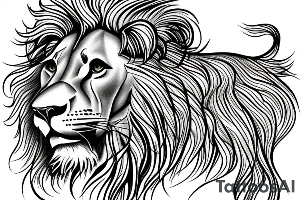 Male lion fading into Jesus tattoo idea