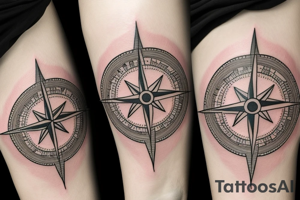 Map with a compass tattoo idea