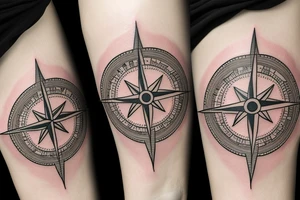 Map with a compass tattoo idea