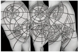 Map with a compass tattoo idea