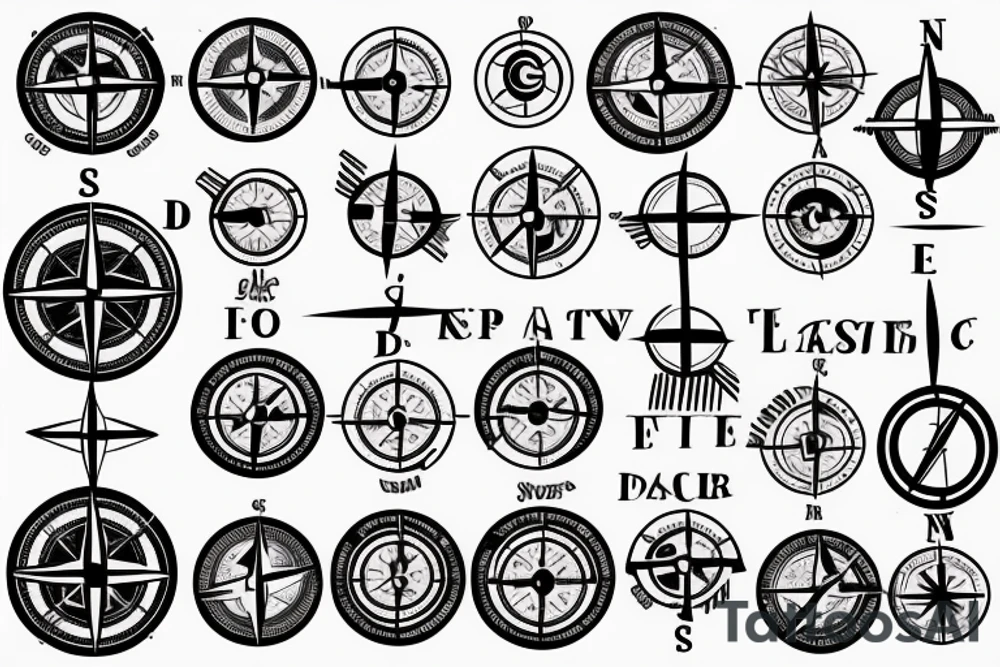 Map with a compass tattoo idea