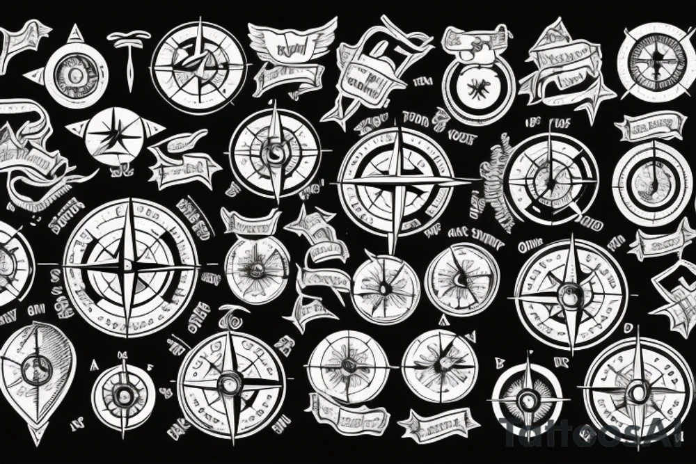 Map with a compass tattoo idea