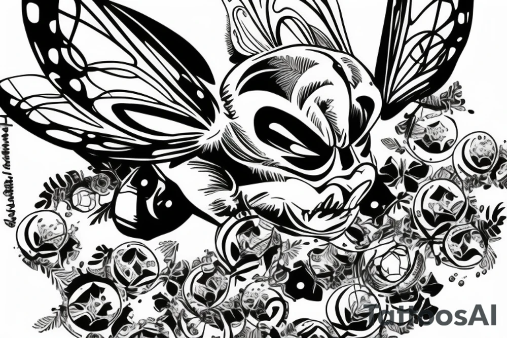 Bumble bee over las Vegas tattoo idea