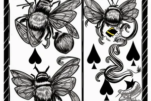 Bumble bee carrying playing card tattoo idea