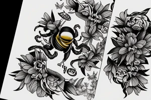 Bumble bee carrying playing card tattoo idea