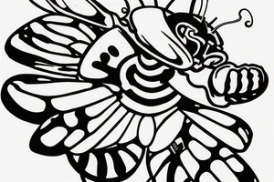 Bumble bee carrying playing card tattoo idea