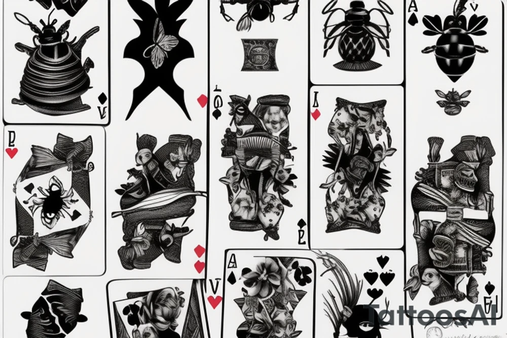 Bumble bee carrying playing card tattoo idea