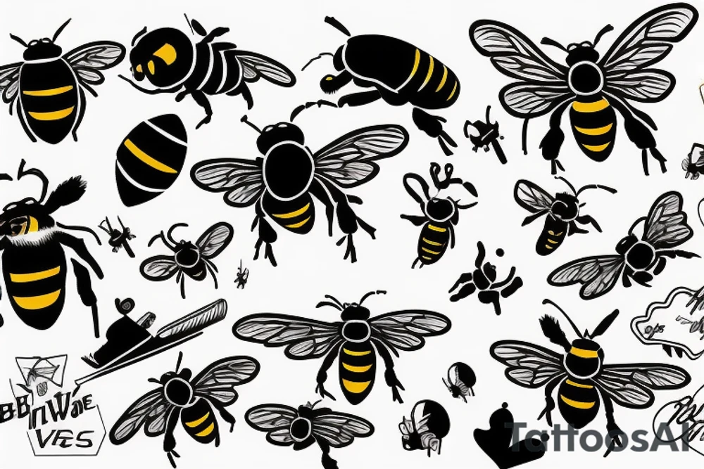 Bumble bee flying over las Vegas tattoo idea