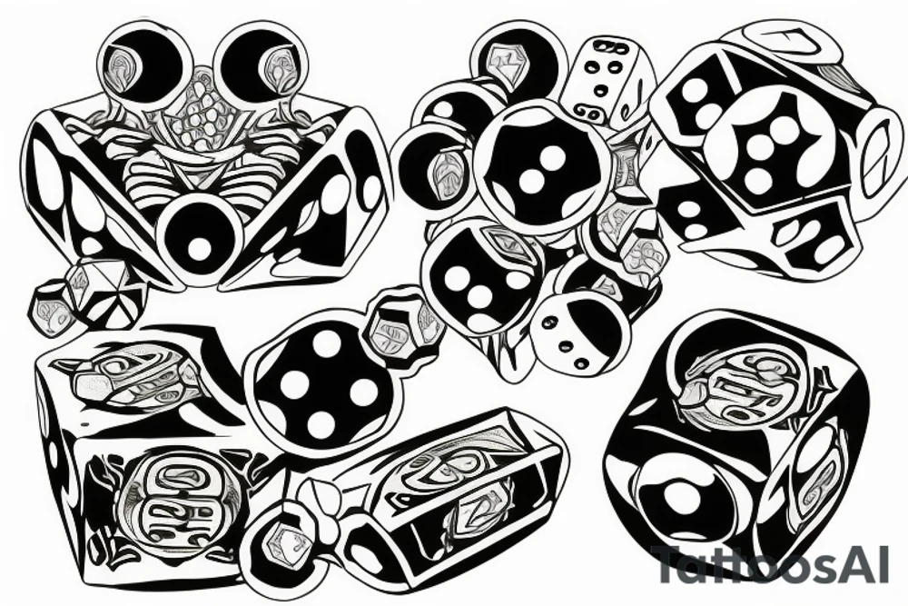 bumble bee rolling a pair of dice tattoo idea