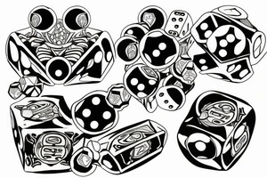 bumble bee rolling a pair of dice tattoo idea